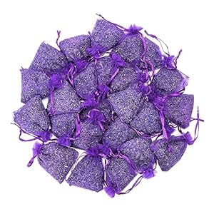 French Lavender Sachets for Drawers and Closets Fresh Scents, Set of 24, Home Fragrance Sachet for Wardrobes Closets, Purple, LV-C-24-1