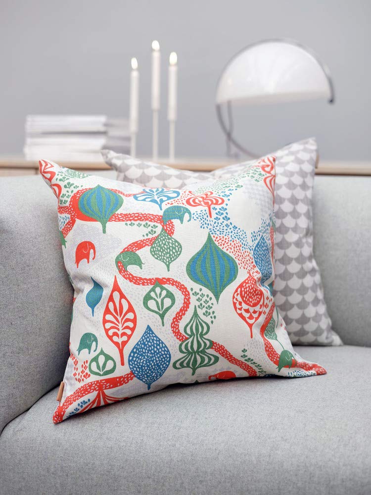 Cuscino decorativo 50 cm x 50 cm - Saga Forest - Bianco/Rosso