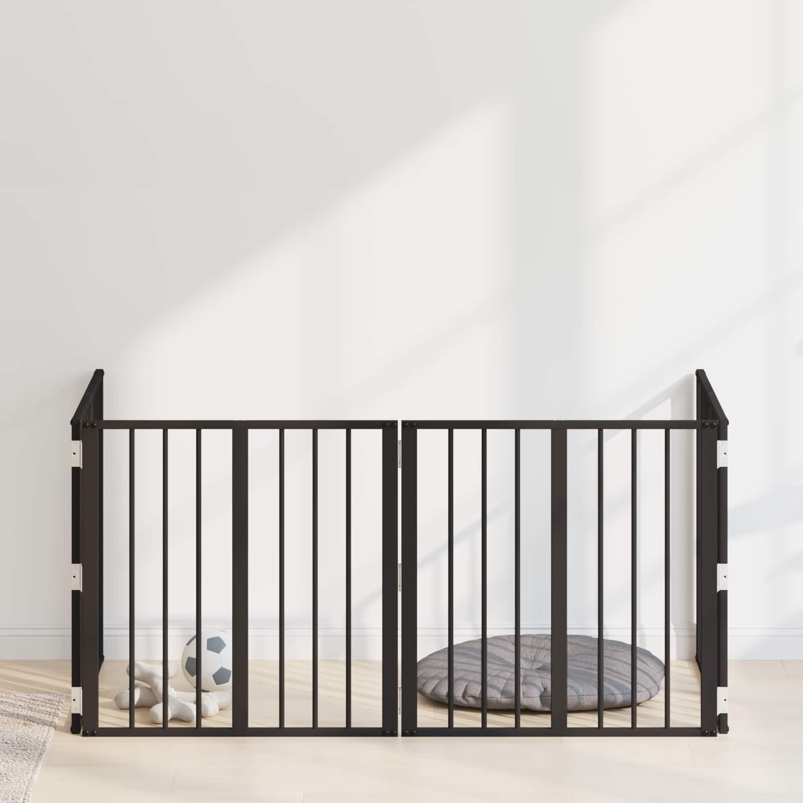 Portería para perros, 4 unidades, color negro, 60 x 60 cm, acero galvanizado, plegable y modular, parque seguro para cachorros y perros pequeños, rejilla protectora versátil para uso en