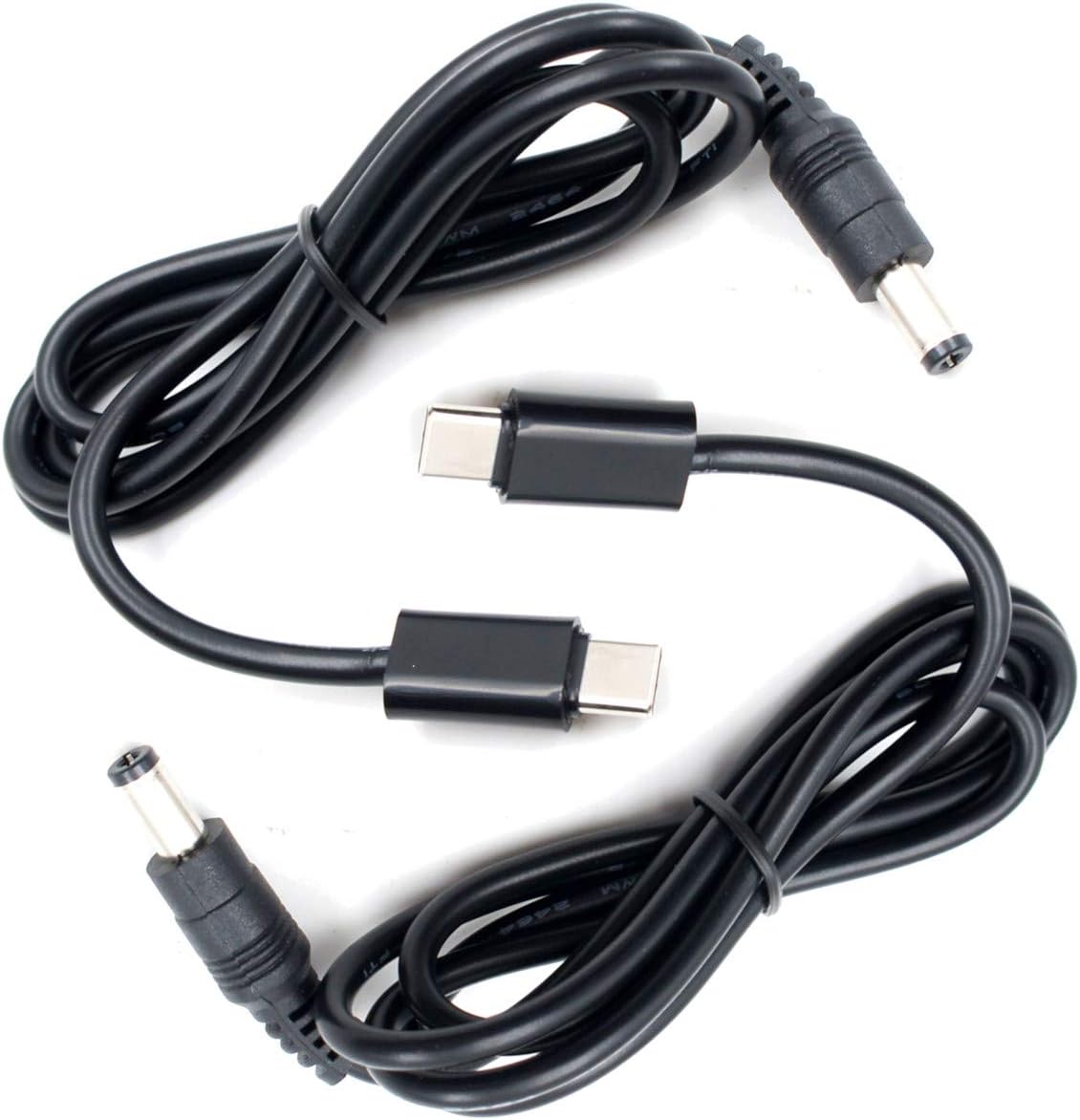 JacobsParts (2-Pack) 12V USB C Type-C PD Trigger 3ft 5A Power Cable 5.5 x 2.1mm DC Connector