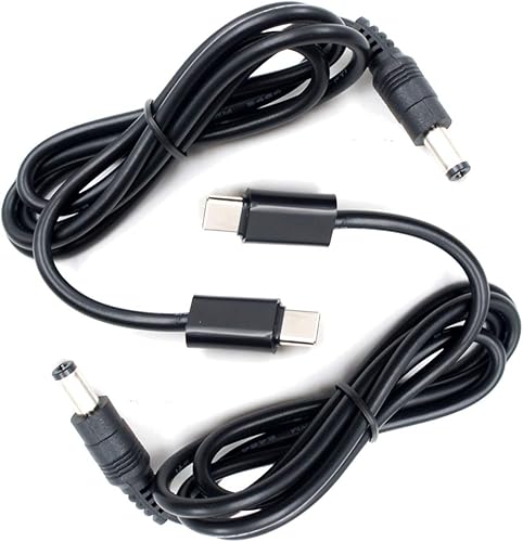 (2-Pack) JacobsParts 12V USB C Type-C PD Trigger 3ft 5A Power Cable 5.5 x 2.1mm DC Connector