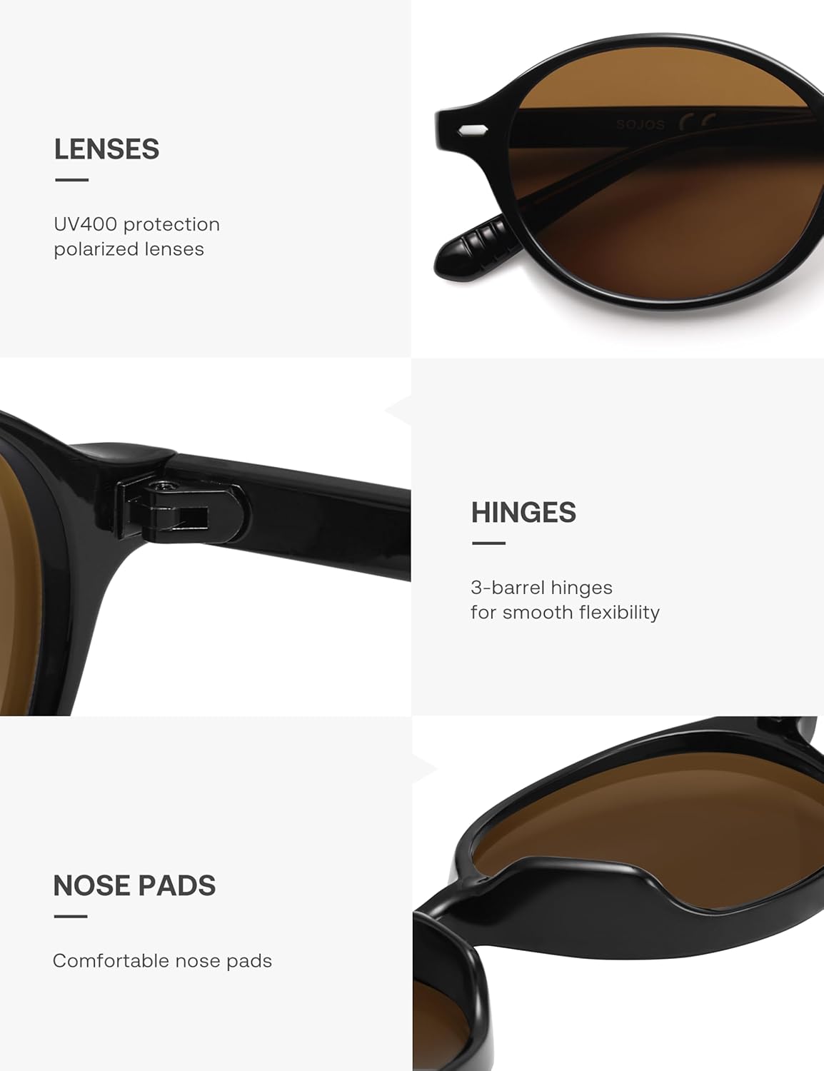 SOJOS Retro Oval Round Polarized Sunglasses Womens Mens, Small Chic Vintage Trendy Sunnies SJ2611 - Image 4