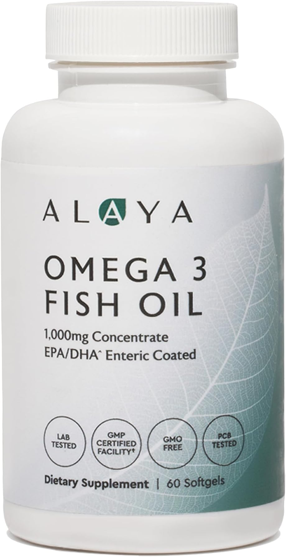 Alaya Naturals - Omega 3 Fish Oil, 1000 mcg, 60 Softgels, Non-GMO, No Fishy Aftertaste