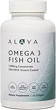 Alaya Naturals - Omega 3 Fish Oil, 1000 mcg, 60 Softgels, Non-GMO, No Fishy Aftertaste
