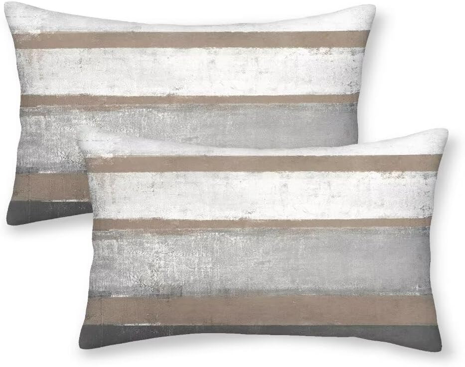 AEIOAE Outdoor Brown Pillow Covers 12x20 Set of 2 Light