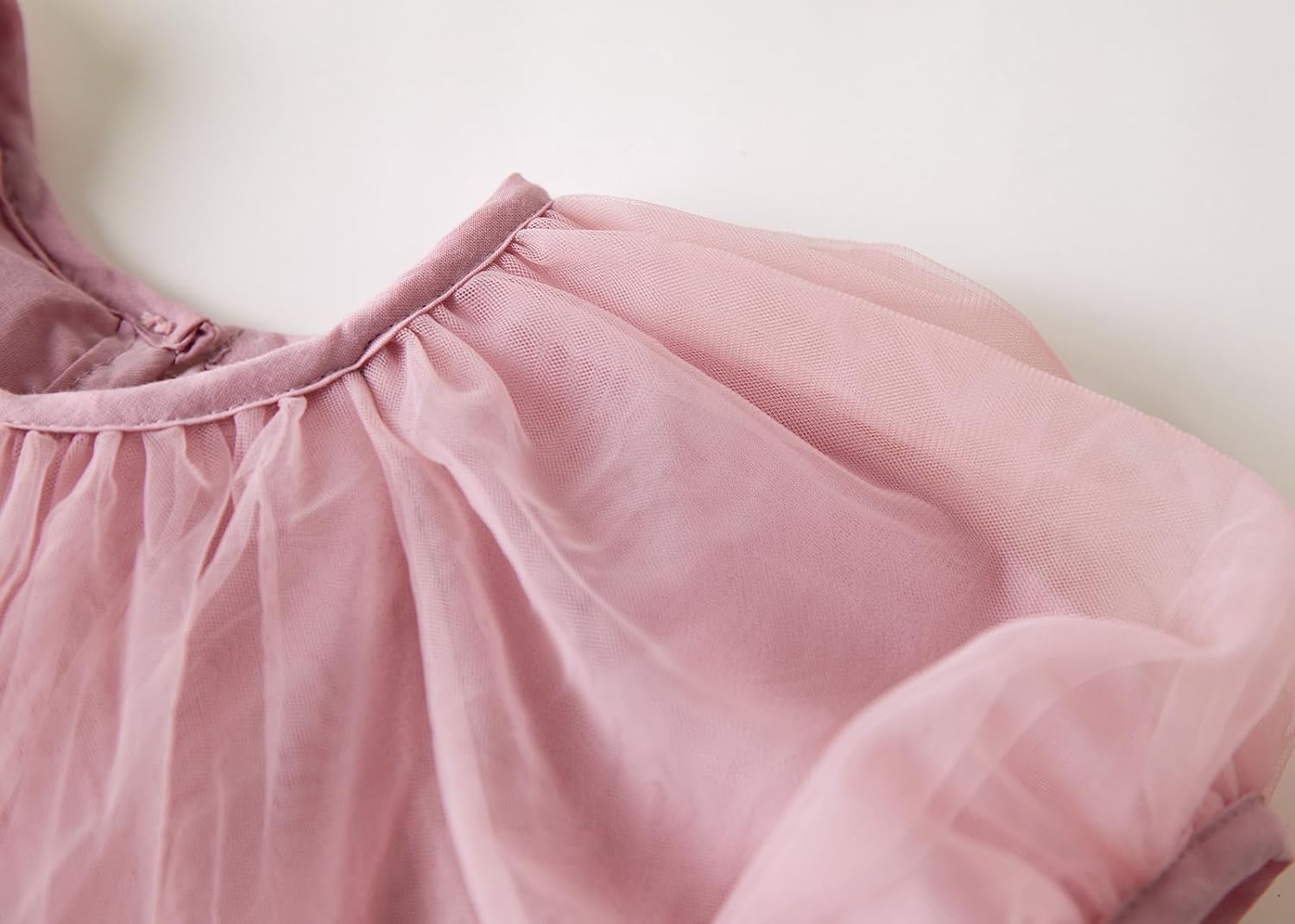 Rysly Toddler Girls' A-Line Tulle Party Dress with Bubble Sleeves Cotton Lining Flowy Layered Play Dress for Kids - Image 5