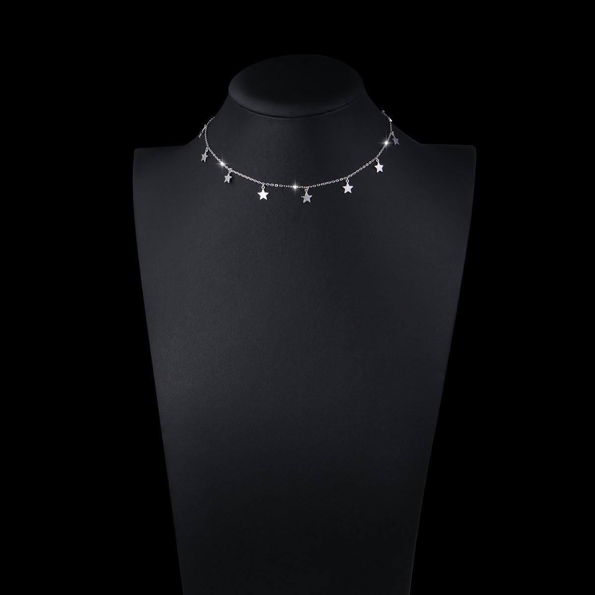 Sterling Silver Jewelry Choker Necklace Pendant Disc Chain Statement Necklace For Women 13+3 inches - Image 2