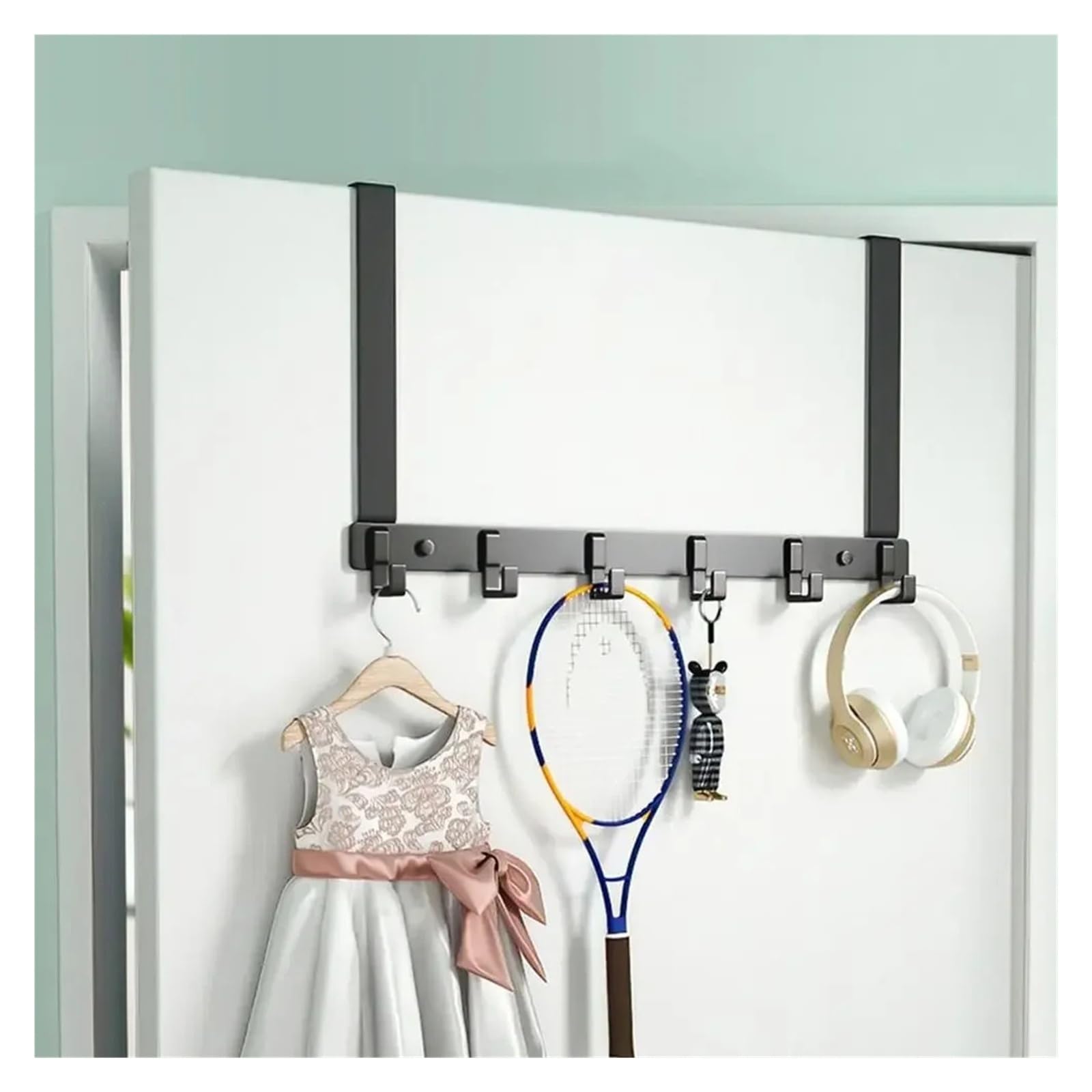 WEQYFDC Over The Door Hook Door Hanger Storage 6 Hooks
