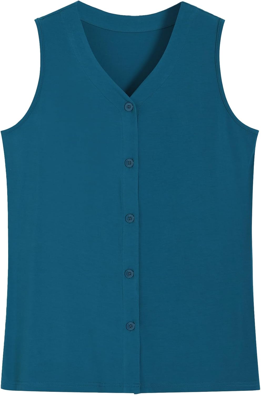 Latuza Women's Bamboo Viscose Button Up Pajama Tank Top and Shorts Lounge Set - Image 2