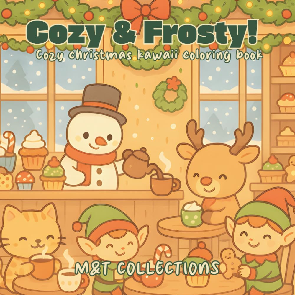 Cozy & Frosty!: Cozy christmas kawaii coloring book