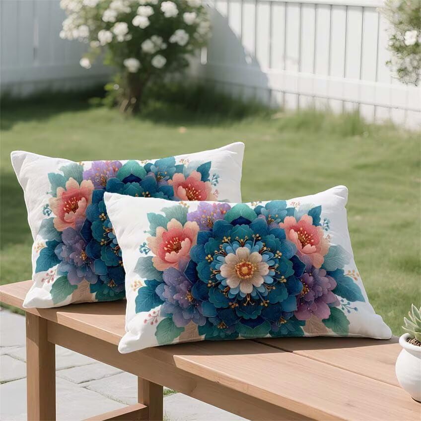 Housse coussin exterieur bohême lin imperméable : idée cadeau maison - 3