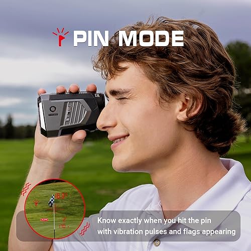 Miniatura 3 de Telémetro láser de golf Pro Z1 con pendiente, aumento 7X, pantalla de doble color, rango de 1300 yardas, bloqueo de bandera con pulso, agarre