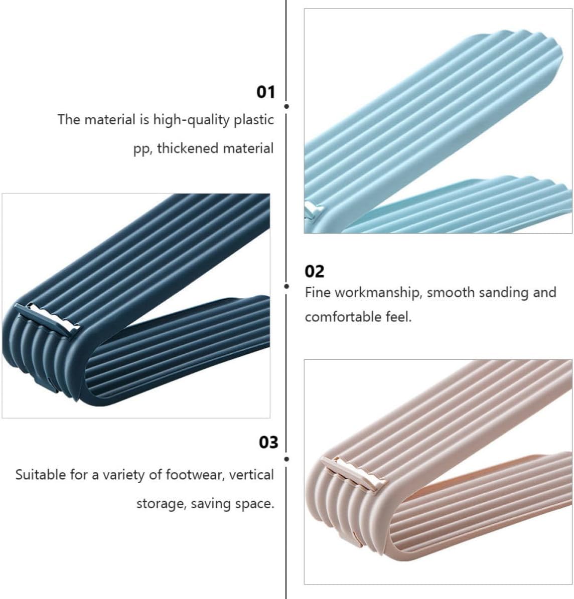 4pcs Plastic Pp Double Layer Shoe Slots Stand Adjustable