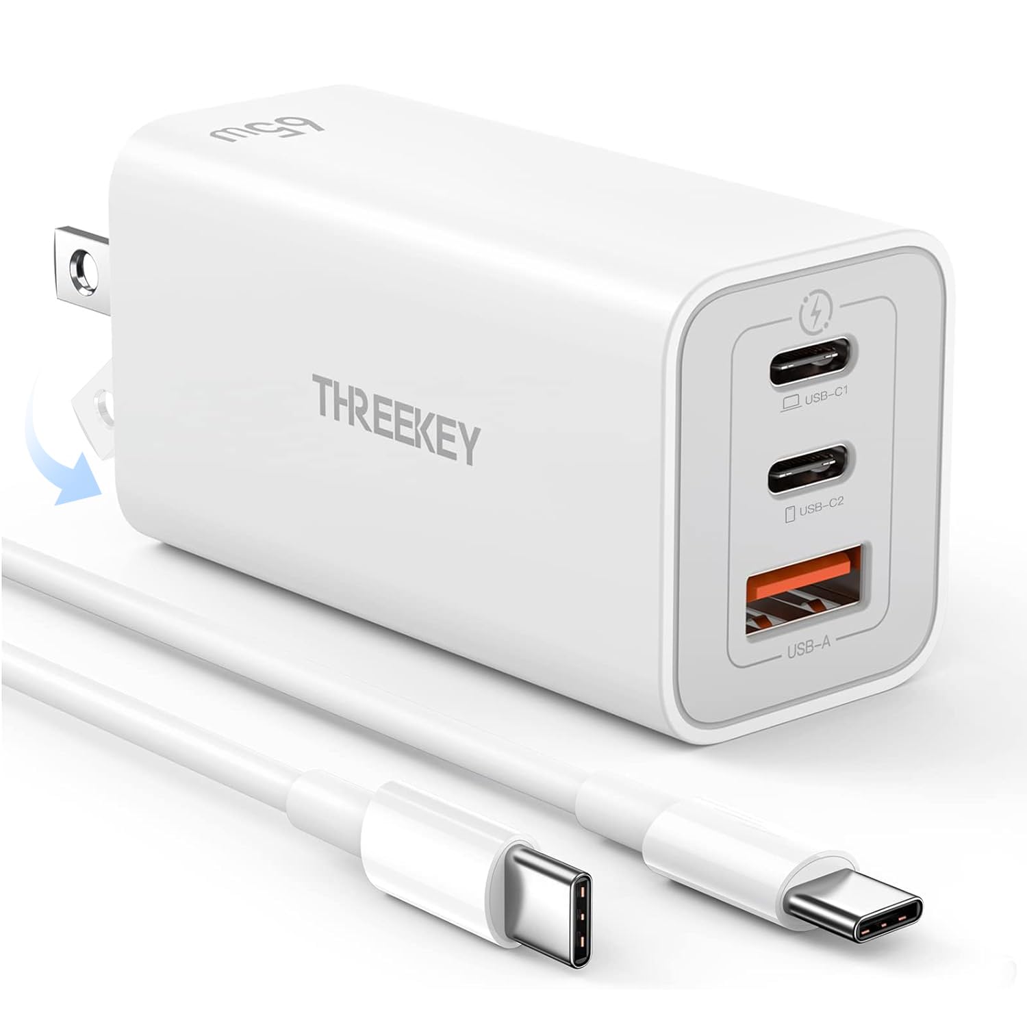 Amazon.com: USB C Wall Charger, THREEKEY 65W Multiport USB C