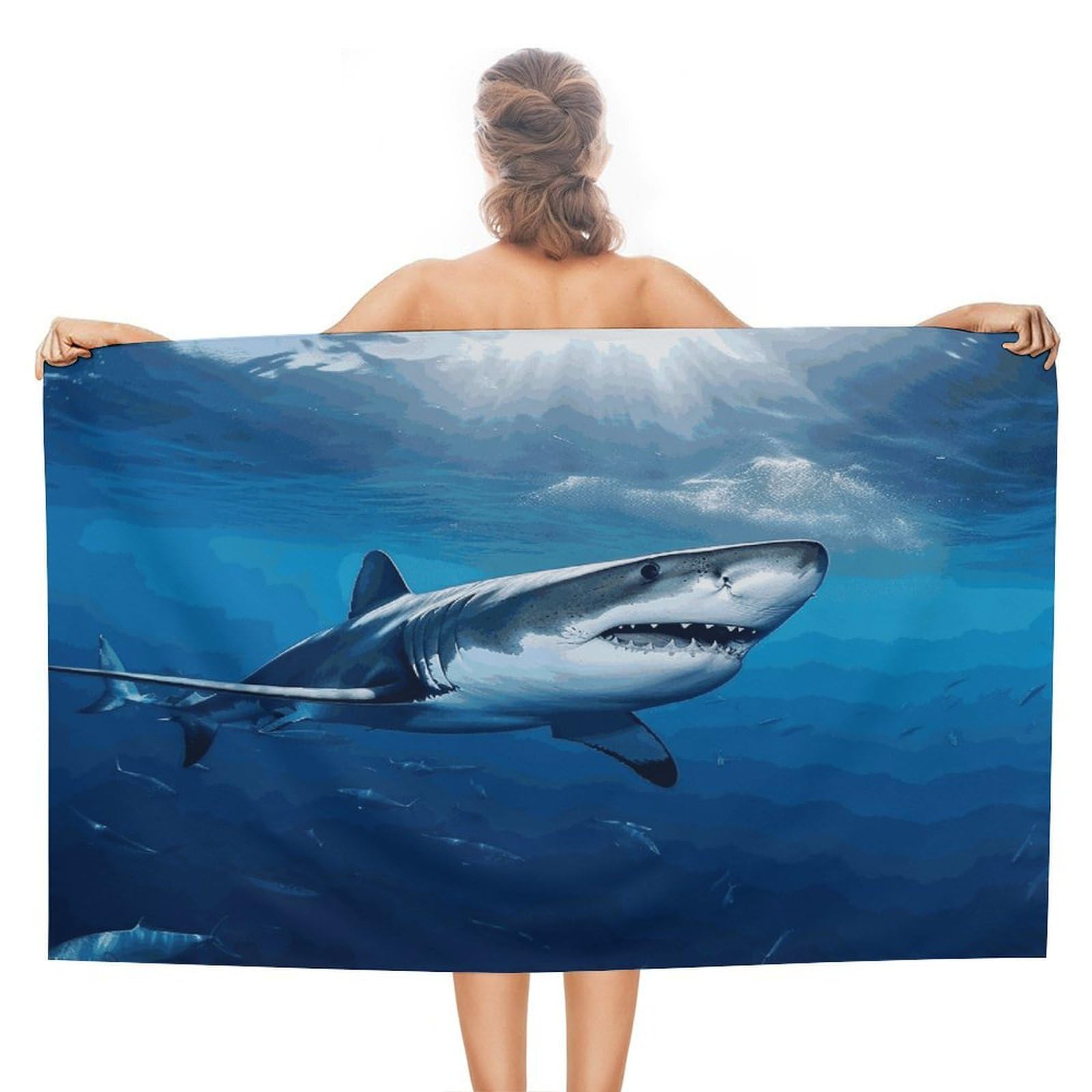 FekiLoot Ocean Sea Animal Shark Beach Towel Absorbent & Quick Dry Pool Towels 31 X 51 Inches Extra Large Sandfree Beach Blanket Towels Soft Lightweight Travel Towel for Swim Yoga Camping