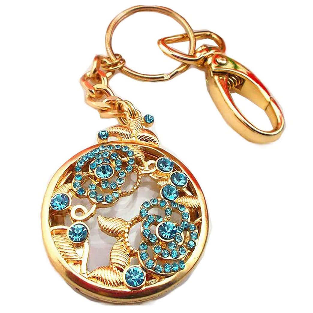 Glass da Ingrandimento della Catena Chiave, Tono Oro Blu Rgnicatore di Fiore di Strass per Strass 5X Lettura Nictigatore per La Biblioteca, Lettura di Stampa Fine, Z Gold
