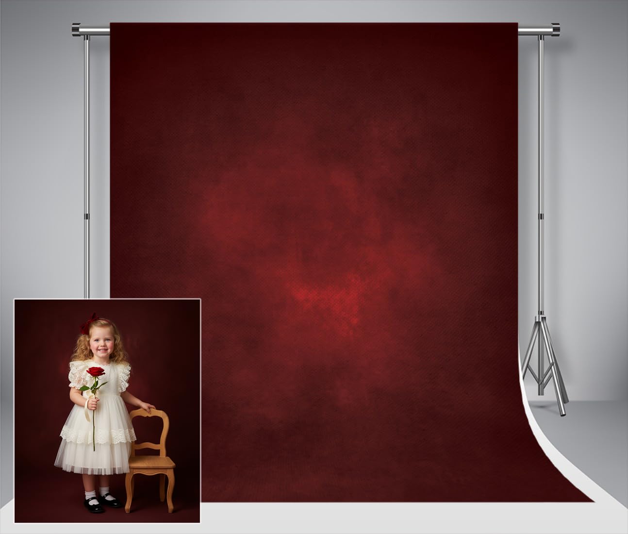 Fond sombre pliable 3x3m rouge noir lavable pour éliminer les reflets en studio
