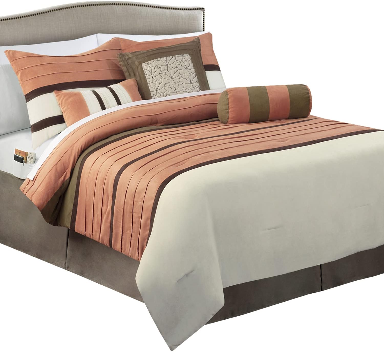 Elegant Comfort 12-Piece Bed-in-a-Bag, Cirena Microsuede Comforter Collection with 6-Piece Sheet Set, Smart Pockets and Decorative Pillows, All Season Bedding, 12PC Cirena, Queen, Dusty Rose