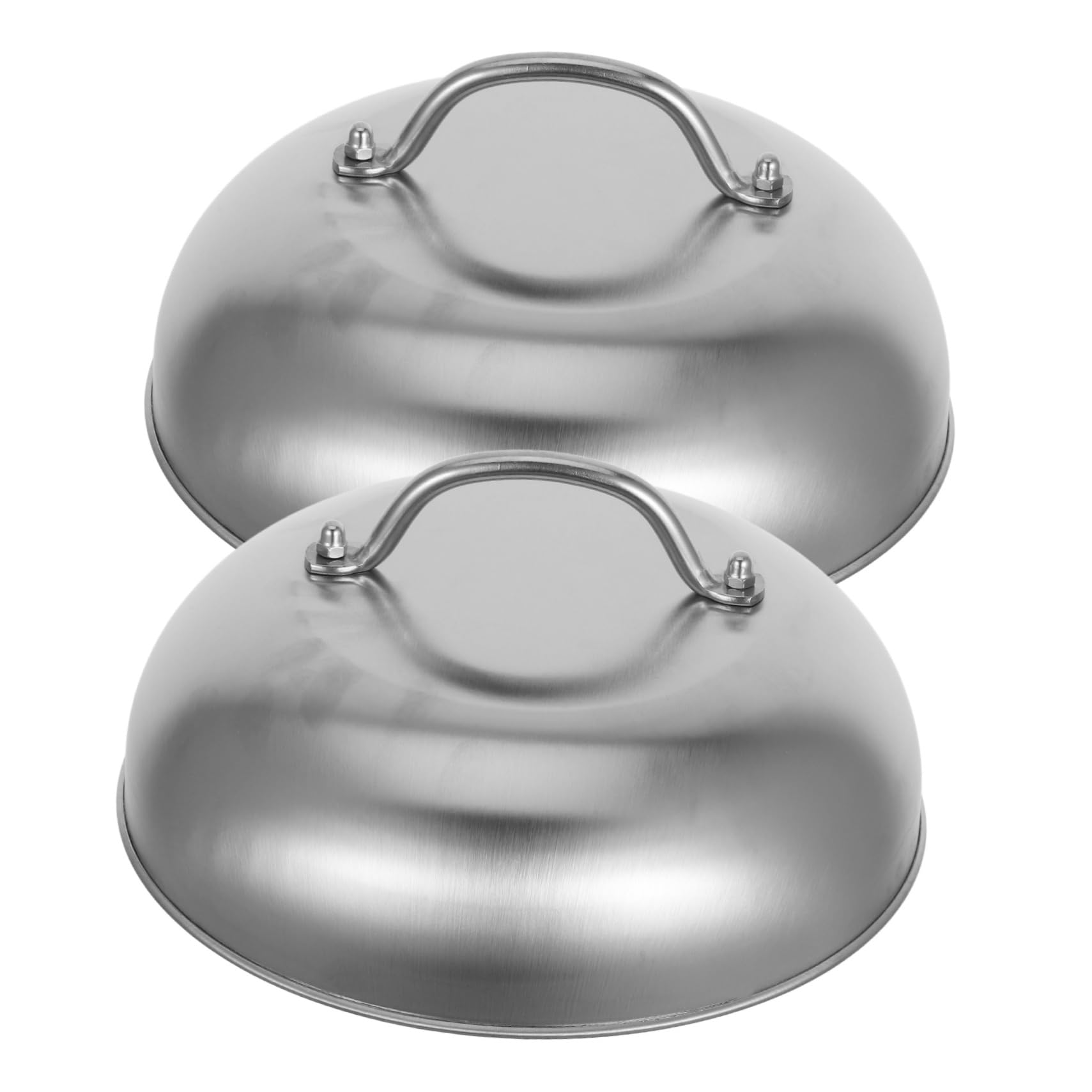 Coperchio per Pentola Rotondo in Acciaio Inox 9 Pollici 2 Pezzi | Wok e Padelle, Finitura Argento, Tenuta Aderente Contro Trabocco, Uso in Cucina Professionale e Campeggio