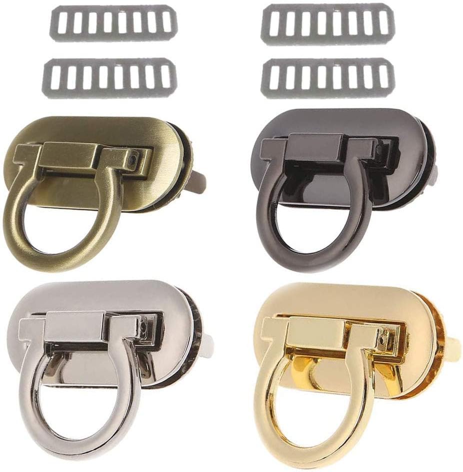 4PCS Oval Twist Turn Lock, Purse Lock, Thumb Turn Lock, DIY Catch Buckle Clasp for Bag Making Book Leather Fabric Handbag Wallet