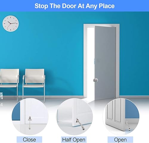 Miniatura 4 de Paquete de 4 topes de puerta abatibles, comerciales resistentes para la parte inferior de la puerta, tope de puerta con punta de goma y palanca de