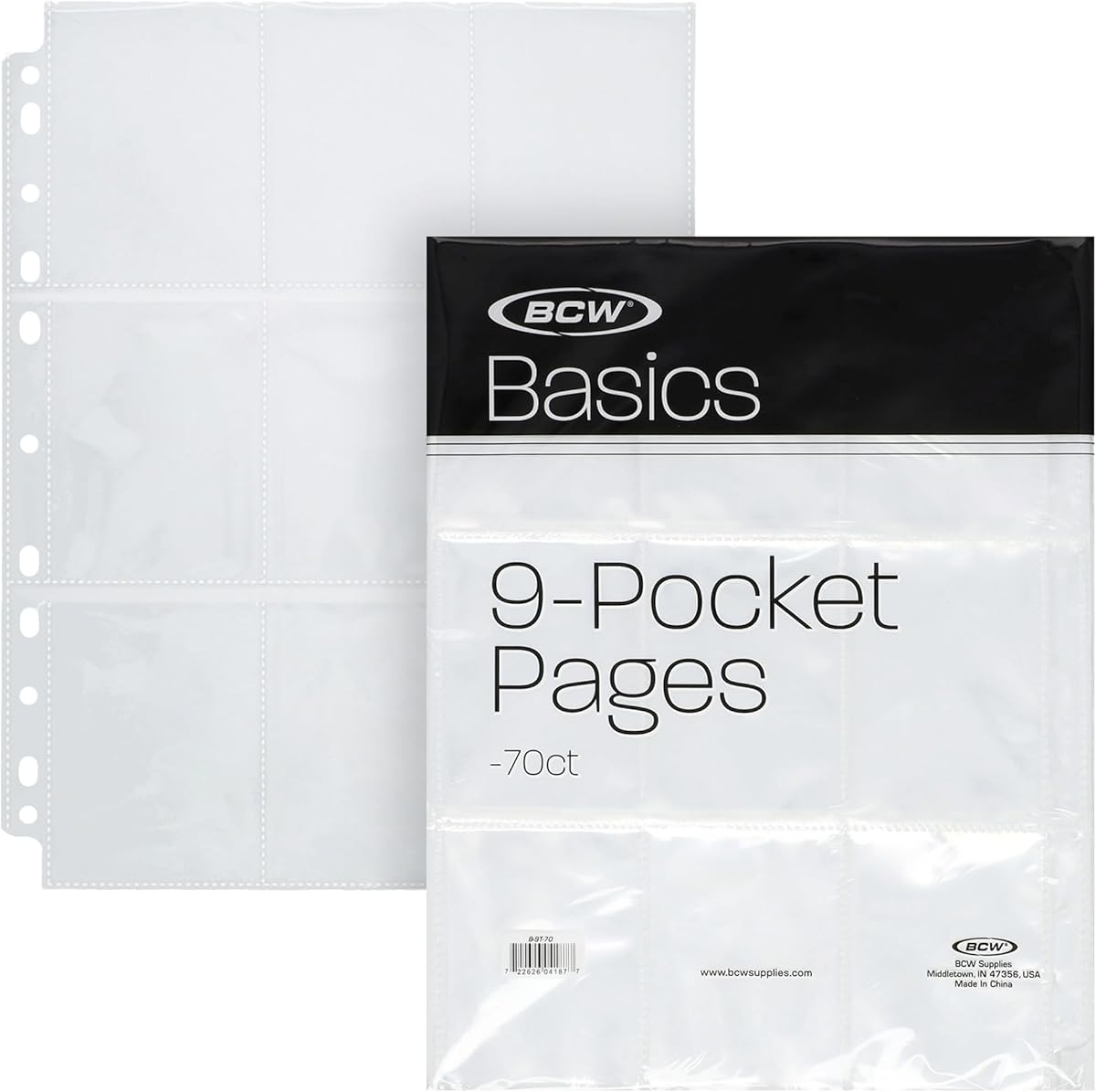 BCW Basics 9-Pocket Pages (70 Pack) | Binder Sheets for Trading & Sports Cards | Archival Protectors for Collectibles