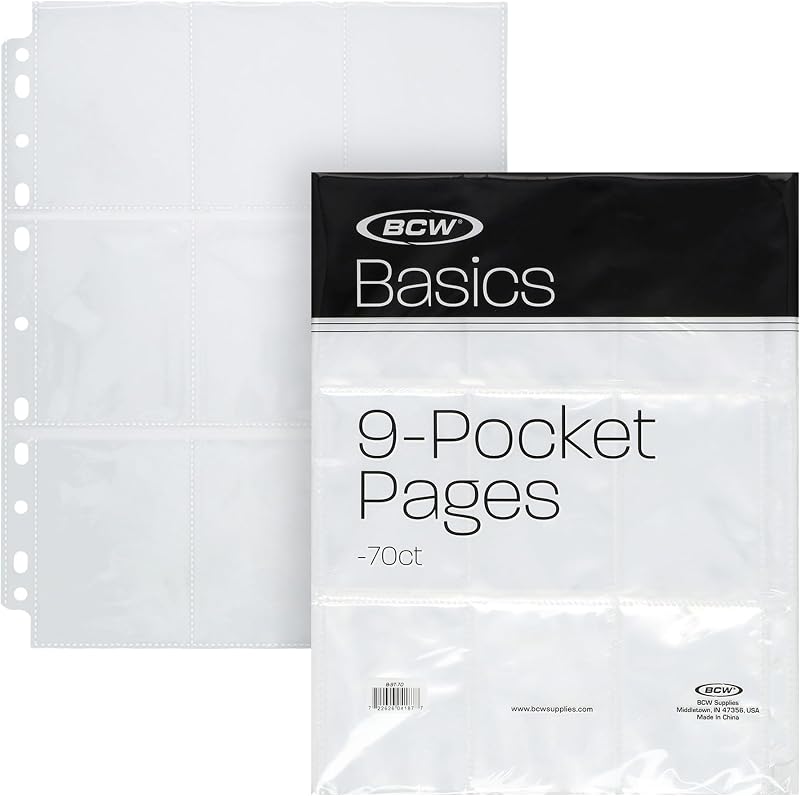 Basics 9-Pocket Pages (70 Pack) | Binder Sheets for Trading & Sports Cards | Archival Protectors for Collectibles