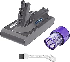 Upgraded 6000mAh V10 SV12 Li-ion 25.2V Battery Replacement for V10 Cyclone V10 Animal V10 Absolute V10 Motorhead V10 Fluffy SV12 Cordless Vacuum Cleaner【Bonus Post Filter and Brush】