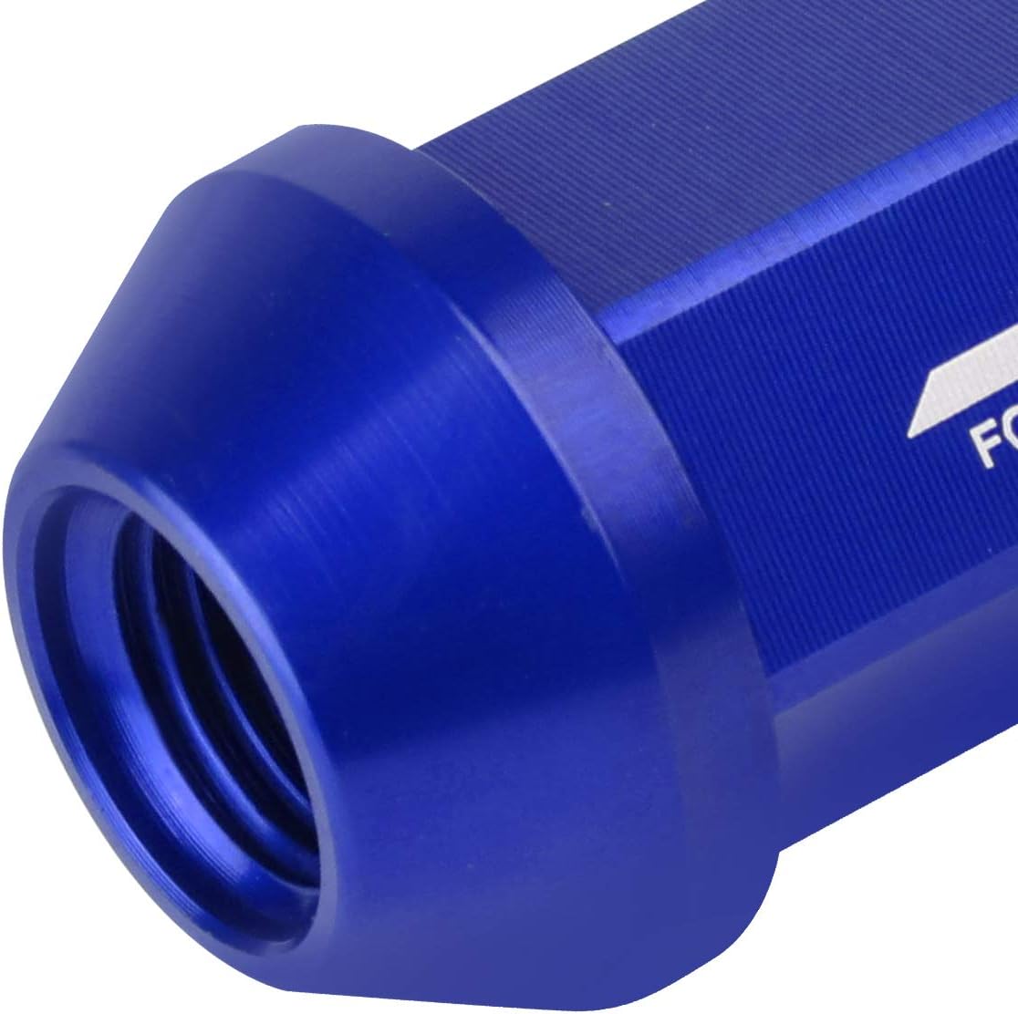 J2 Engineering 7075-T6 Aluminum M12 x 1.25 20Pcs 45mm Tall Open-End Lug Nut w/Adapter Blue