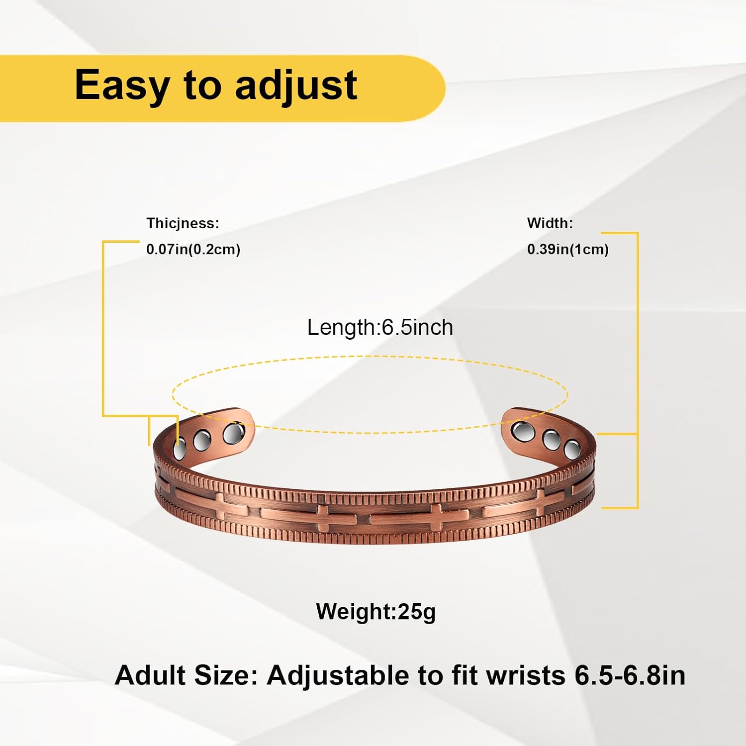 Copper Bracelets for Women, 99% Pure Copper Adjustable Cross Magnetic Bracelet, Copper Jewelry Present（0289Q）