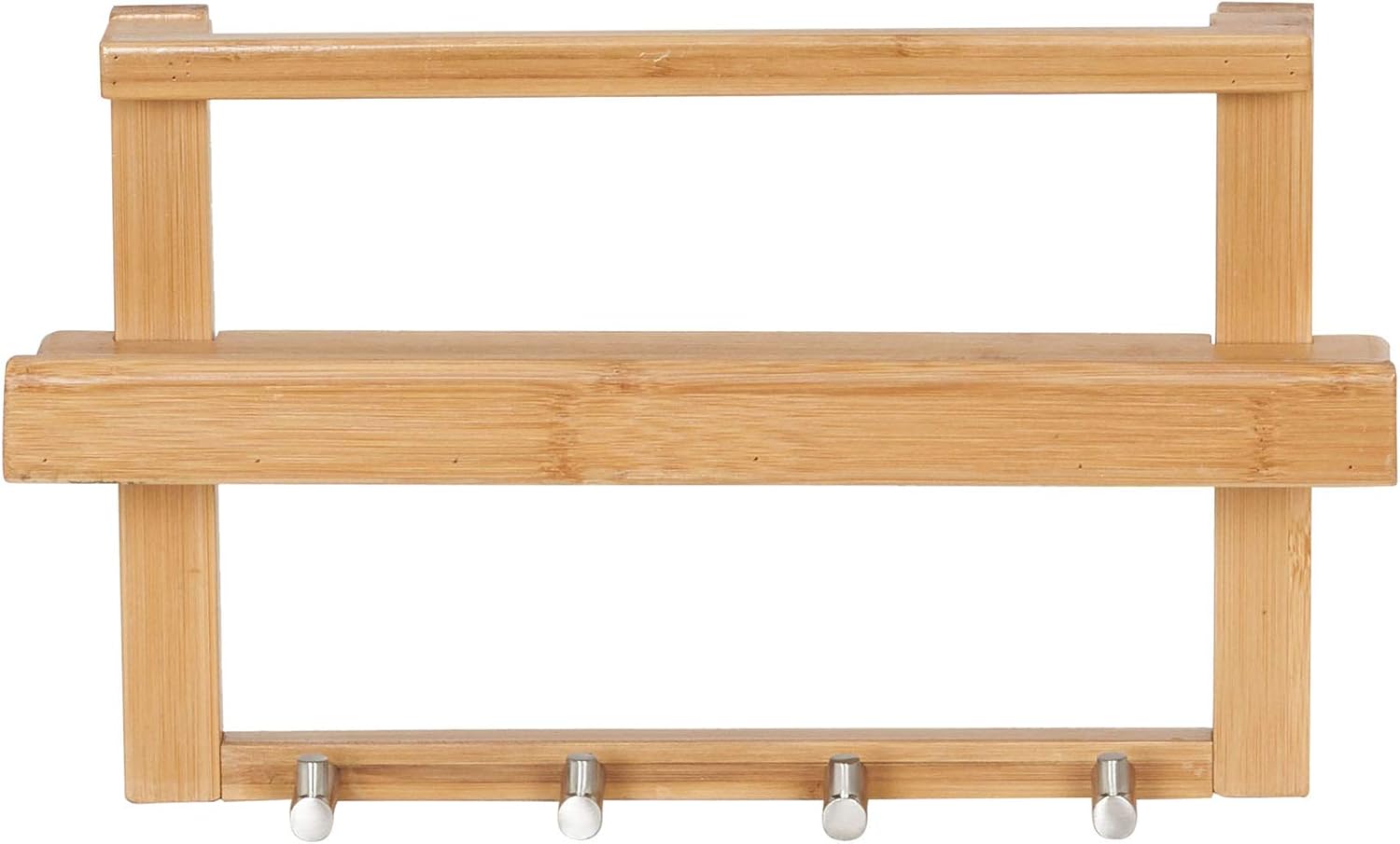 Flash Deals - 50% OFF Household Essentials 2262-1 Bamboo Wall Décor Slat Shelf with 4 Hooks | Use in Entryway, Livingroom, Bedroom, or Bathroom | Brown Limited Stock Household Essentials 2262-1 Bamboo Wall Décor Slat Shelf with 4 Hooks | Use in Entryway, Livingroom, Bedroom, or Bathroom | Brown
