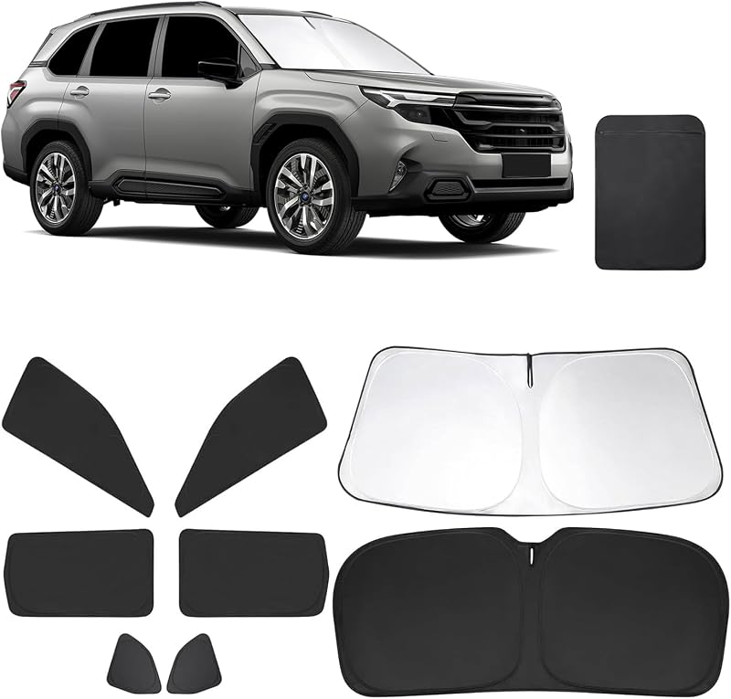 Kit com 8 Protetores Solares para Janelas do Subaru Forester 2025 e 2026 Erivis