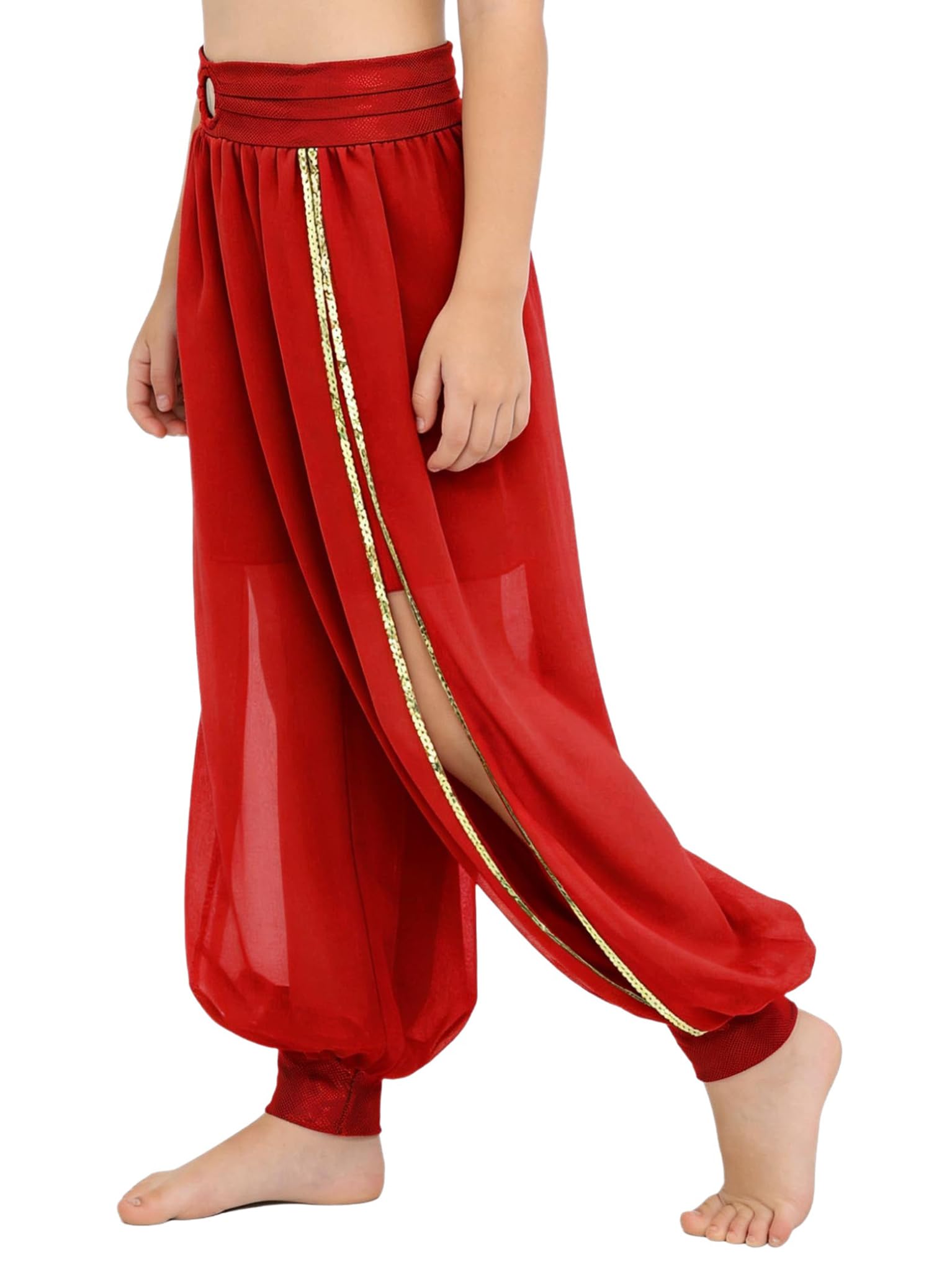 TTAO Mädchen Chiffon Bauchtanz Hosen Bloomers Weites Bein Tanzhose Haremshose Pumphose Party Arabisch Hosen Performance Kostüm