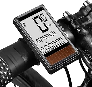 MTND Wireless Solar Bike Computer, 5 Languages Wireless Bike Computer Auto ON/OFF Cycling Speedometer Odometer Waterproof Backlight Bicycles Stopwatch, Waterproof Touch Screen