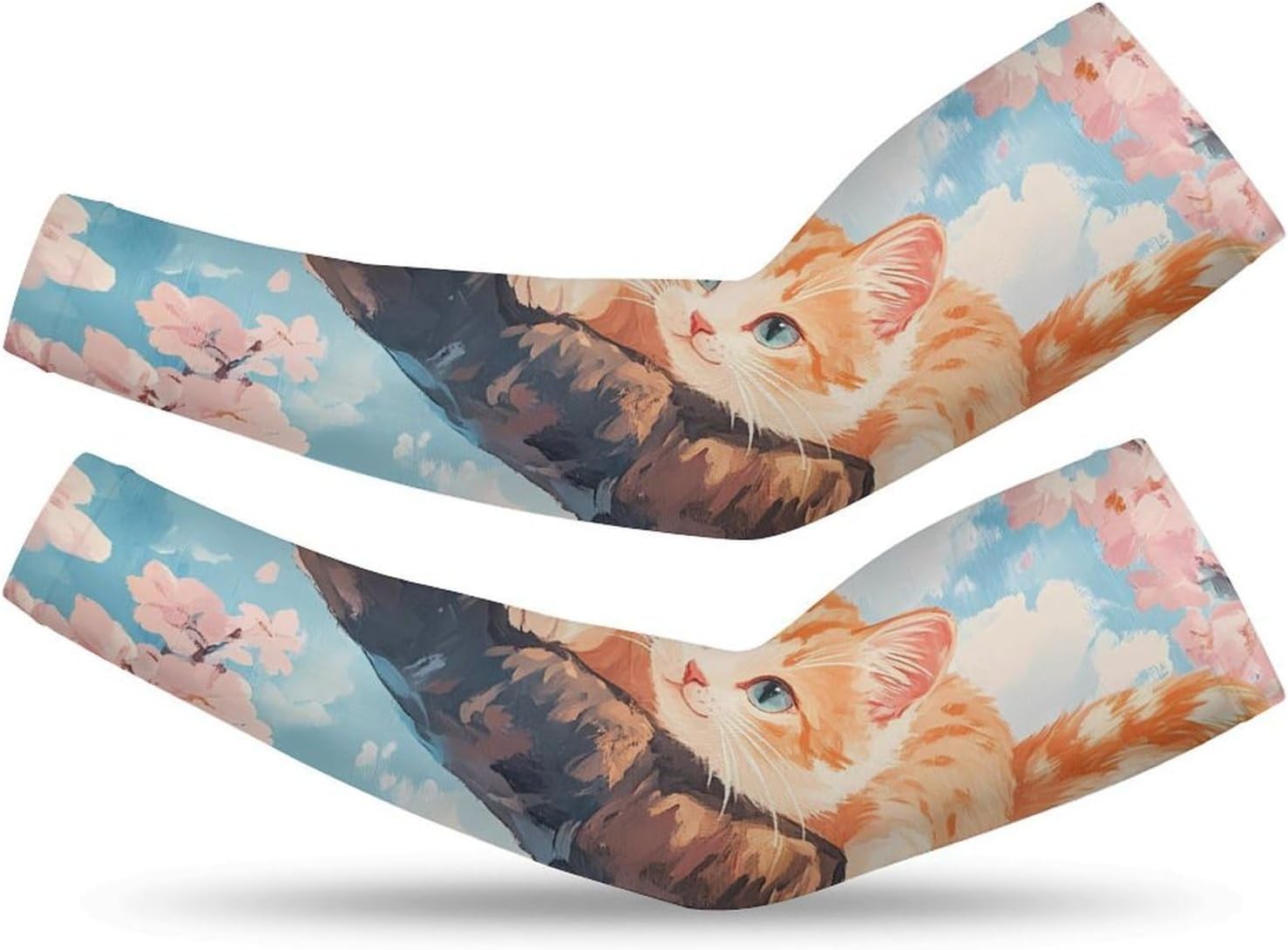 Tree Climbing Cat Arm Sleeves Cooling Sun Protection Sports Compression for Golf Basketball