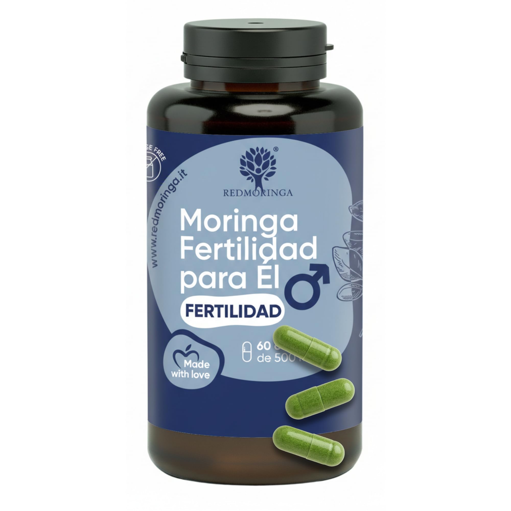 Suplemento Fertilidad Masculina – Moringa, Licopeno Alta Concentración, Citrulina, Arginina, L-Carnitina, Zinc, Selenio, Coenzima Q10 – Apoya Motilidad y Vitalidad de los Espermatozoides 60 Cápsulas