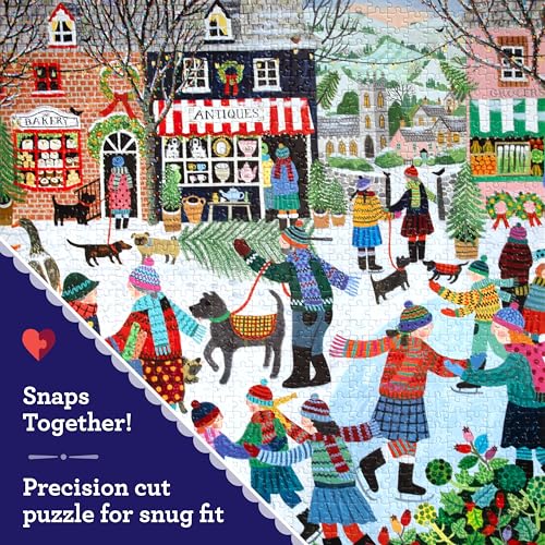 Image of eeBoo 1000 Piece Puzzle - Christmas in The Square Jigsaw Puzzle for Adults, Square 23 inch x 23 inch Made with Recycled Board & Vegetable-Based Ink