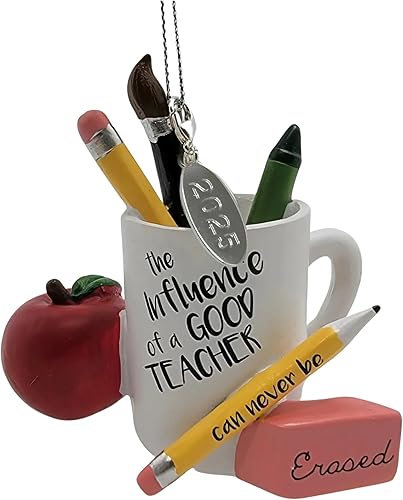 Taza de regalo para profesores, influenciador educativo, agradecimiento al profesor con palabras alentadoras y etiqueta colgante de año para un