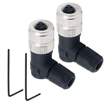 M8 Field Assembly Connector 3-Pin A Coding Female Circular Aviation Connector Plug 8mm Waterproof Adapter 2 Pack