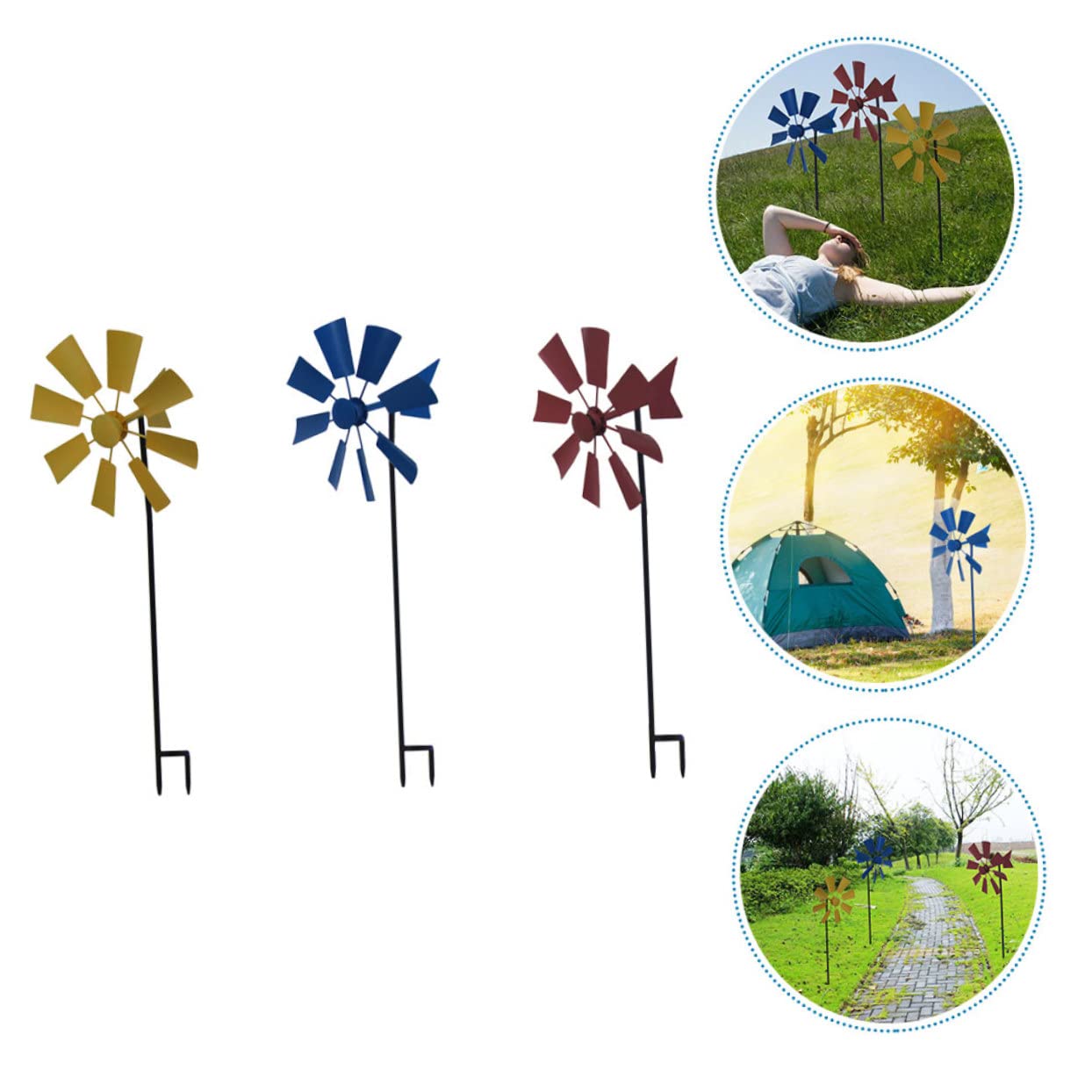 Toddmomy Dekorative Gartenwindmühle 3 Stück aus Eisen für Haus und Park | Windmühlen Dekoration mit Feinem Design, Einzigartige Form, Leicht zu Verwenden und Sicher