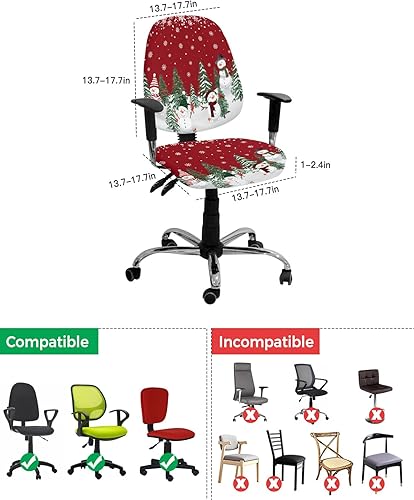Miniatura 4 de Fundas para silla de oficina de Navidad de 2 piezas, fundas elásticas para silla de computadora, fundas universales giratorias para sillas de