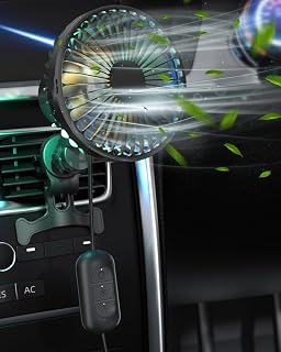 Amsdifio Car Fan, with Clip On, Oscillation Fan with Powerful 3 Speed, 360 Degree Rotatable, RGB Lighting, Auto Cooling Ai... Price In India