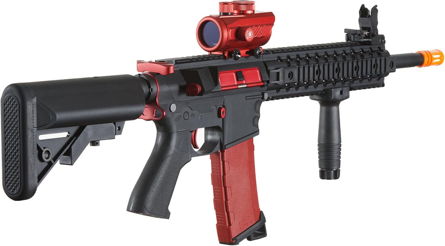 Lancer Tactical Gen 2 M4 Evo Carbine Airsoft AEG Rifle with High Speed Mid Mag & Red Dot Sight, 9.6v 1600 mAh Nimh Battery, Charger, 1000 Rounds 0.20g BBS Included