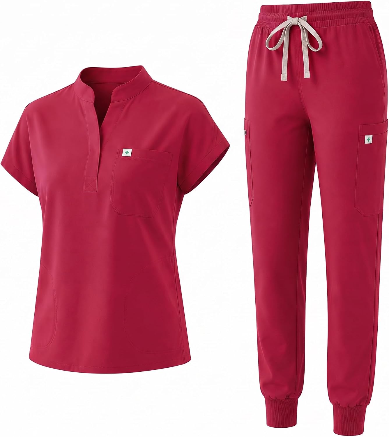 SUNME Scrubs for Women Set, Sleeveless Scrub Top & Jogger Scrub Pants