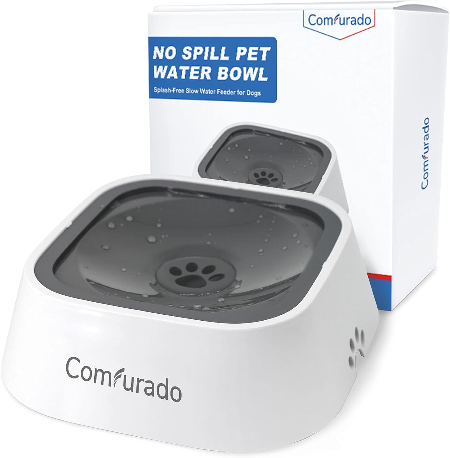 Comfurado Dog Water Bowl Spill Proof Dog Bowl, No Slip Pet Water Bowl No Drip Slow Feeder Dog Bowls 35 oz, Vehicle Carried Messy Free…