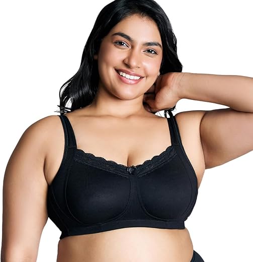 NYKD Super Support Everyday Cotton T-Shirt Push-Up Bra for Women Non Padded, Wirefree, Full Coverage (Everyday Pretty Lace...