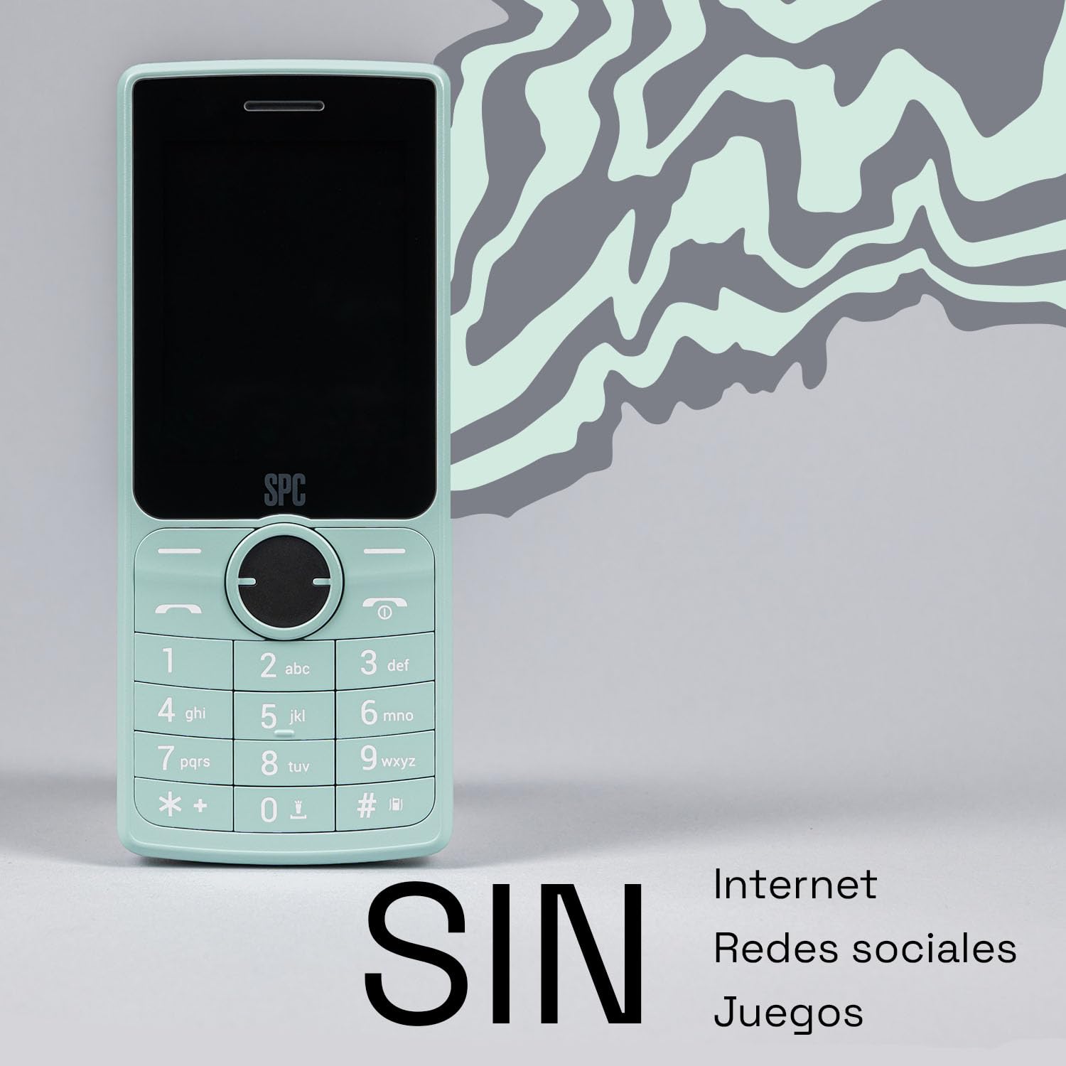SPC Wild Cool - Teléfono básico para desconexión o Primera conexión, Menta | Sin apps ni redes sociales, 4G, radio FM, cámara, Bluetooth, pantalla 2,4" y entrada para auriculares