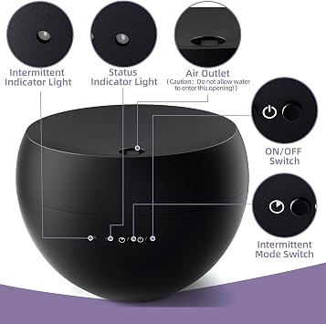 Essential Oil Diffuser,Cool Mist Humidifier with 2 Modes, Auto-Off Function | Small Ultrasonic Aromatherapy Diffuser, Fragrance Aroma Diffuser for Bedroom, Home Essentials, Scent Diffuser 100ml, Black