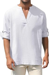 KonJim Mens 3/4 Sleeve V-Neck Shirts Casual Dynamic Cotton T Shirts Athletic Active Workout Running Hiking Baseball Jersey Shirts Casual Tee Basic Active T Shirts