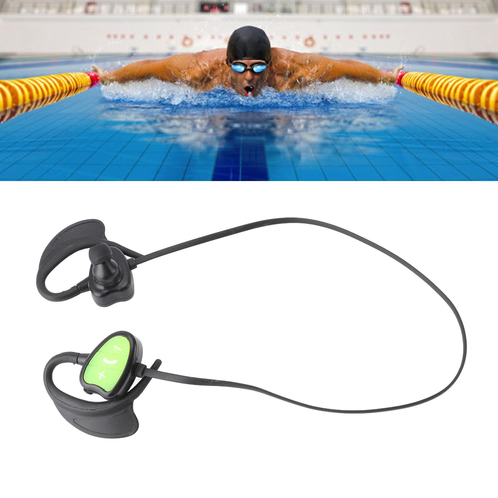 Zwemhoofdtelefoon IPX8 Waterdicht, In-ear Hoofdtelefoon met Oordopjes en Bluetooth 5.4, Onderwaterhoofdtelefoon Om Te Zwemmen, Sporthoofdtelefoon voor Zwemmen, Hardlopen en